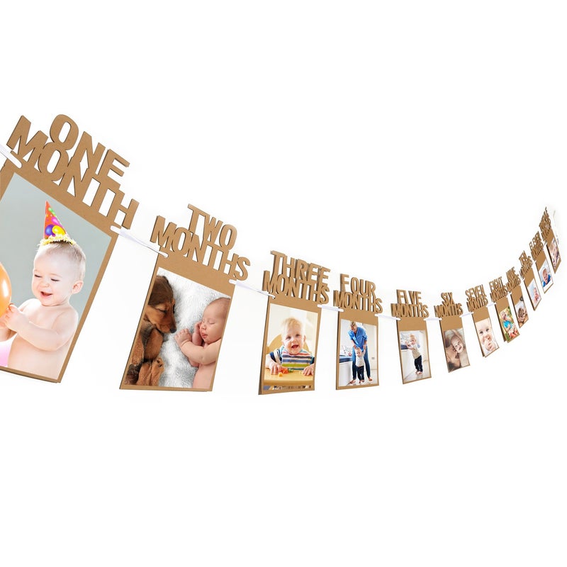 Bememo 1st Birthday Baby Photo Banner for Newborn 12 Month Photo Prop Monthly Milestone Bunting Garland First Birthday Party Decoration - Image 1